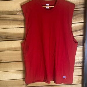 Vintage 90a Russell Athletic Bright Red Sleeveless Tee made in USA size XL